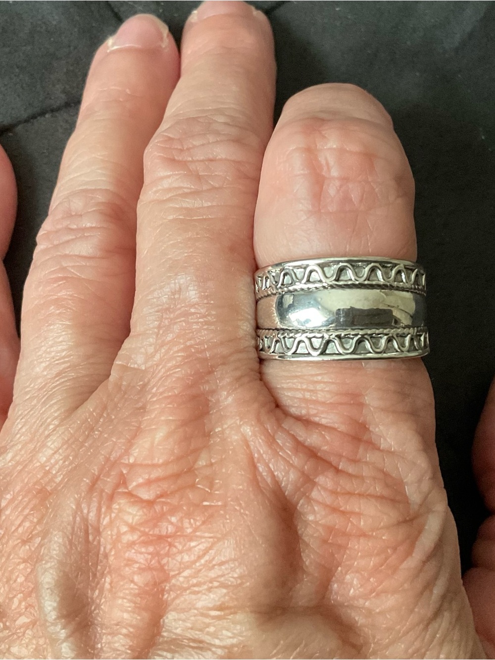 Vintage 1990s Solid Silver Wide Cigar Band Ring - Picture 1 of 10
